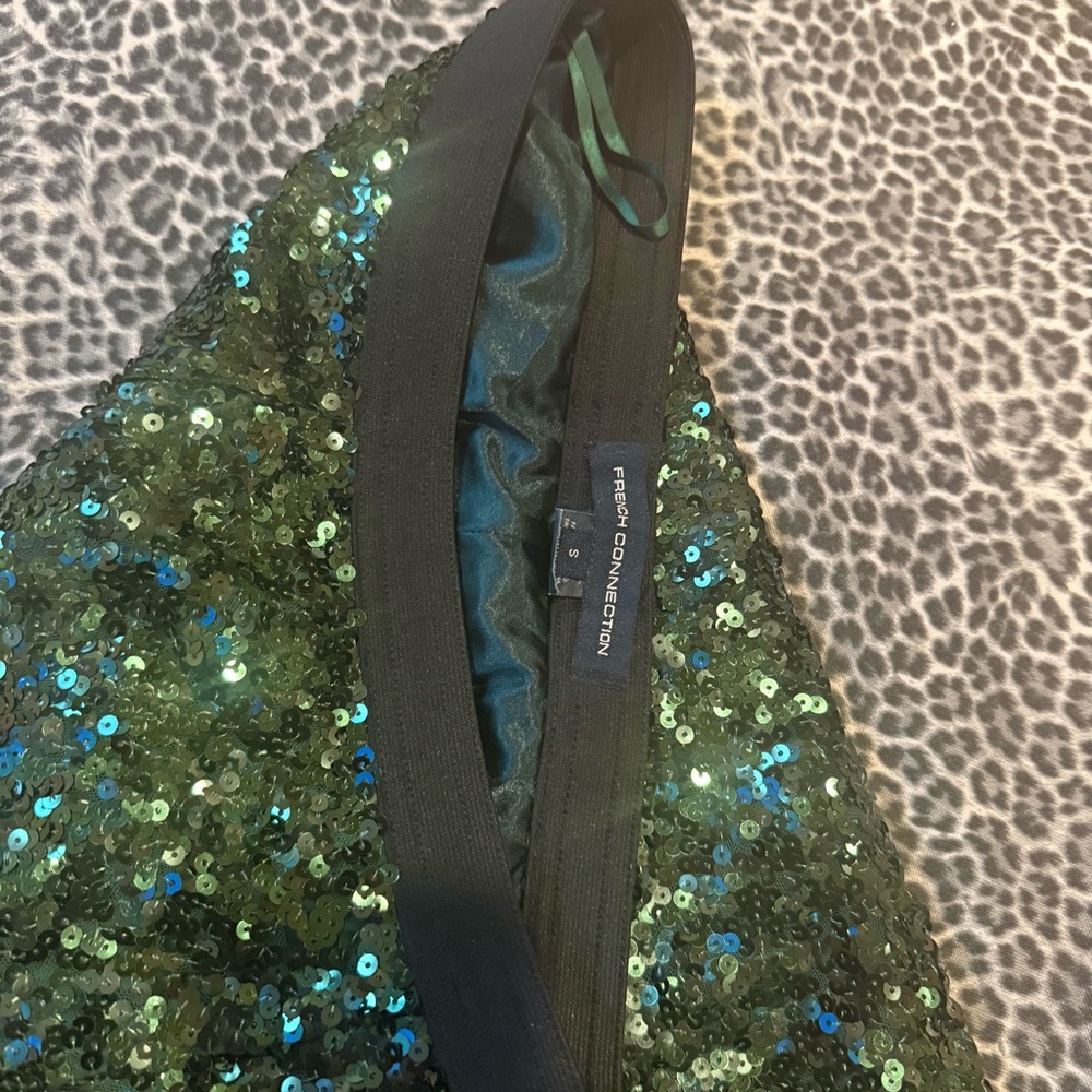 French Connection Green Sequin Lined Leggings Pan… - image 7